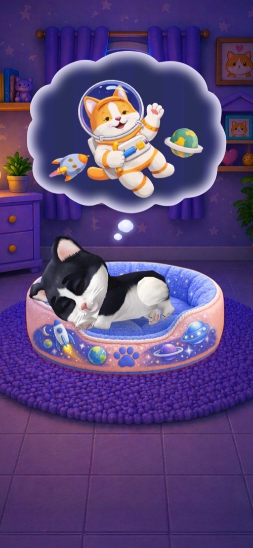 The kitten's decorated room in Cat Simulator