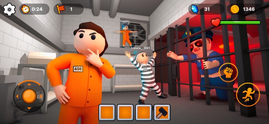 Prison Escape gameplay: slipping past a guard behind red laser bars