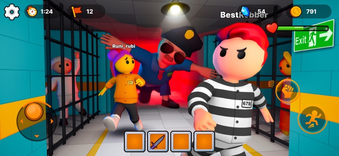 Dodging floor traps in a prison corridor obstacle course