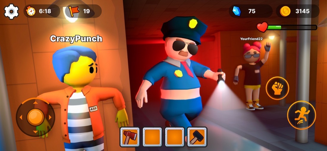 A Prison Escape level with moving guards and collectibles along the route